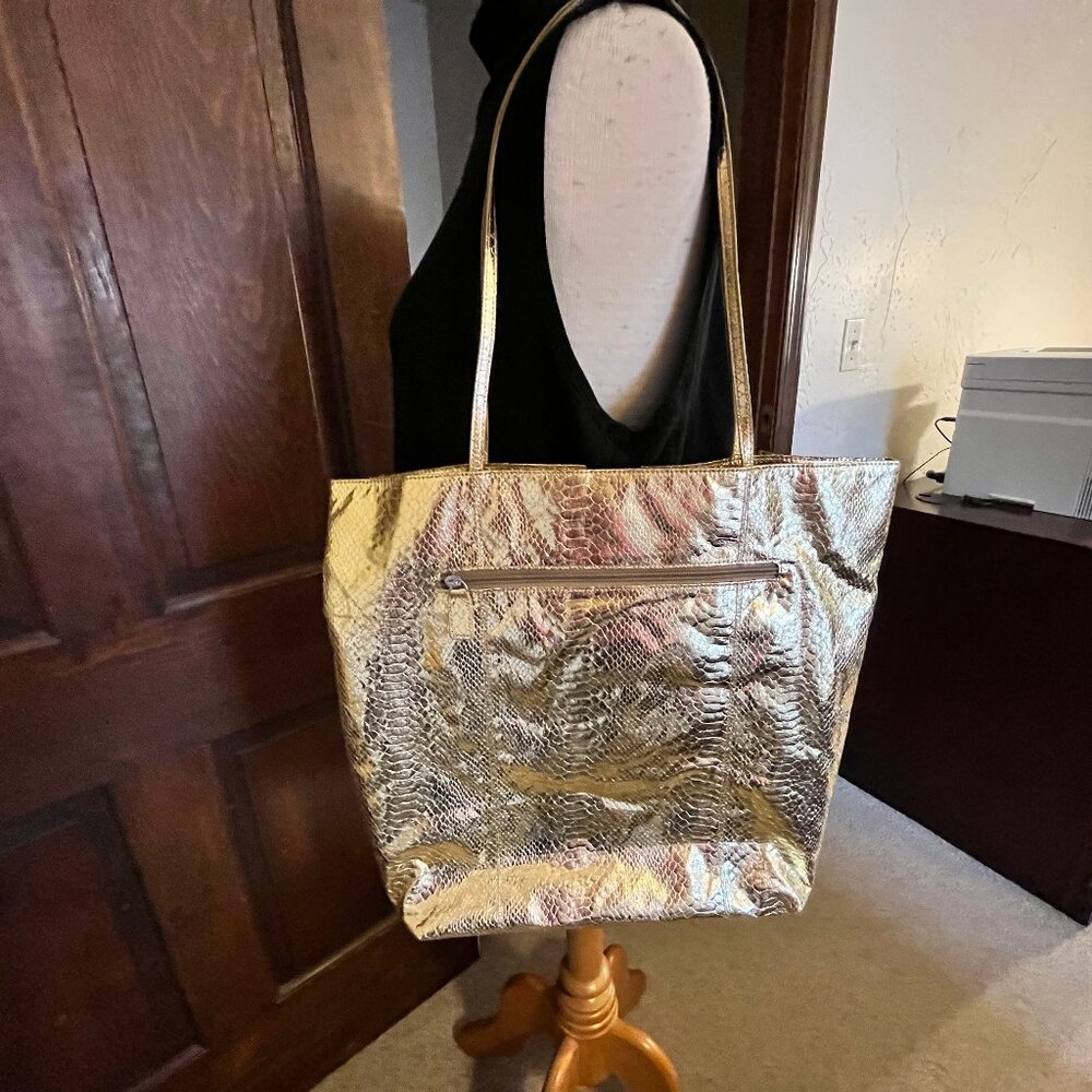 Vintage CHI Carlos Falchi Gold Python Shopper Tote